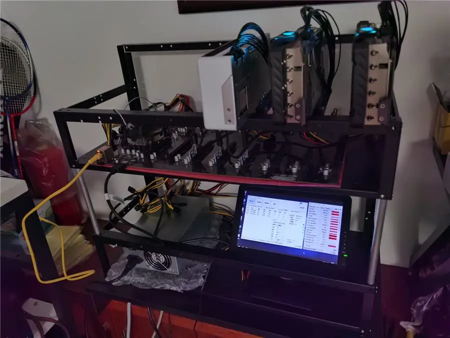 حافظة كمبيوتر برف نقل بإطار هوائي مفتوح بطبقة مزدوجة لـ 12 بطاقة GPU