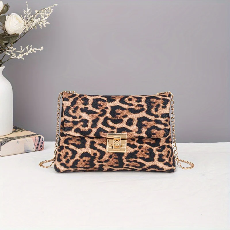 Fashion leopard print women's shoulder bag exquisite versatile trend messenger bag commuter temperament retro small square bag