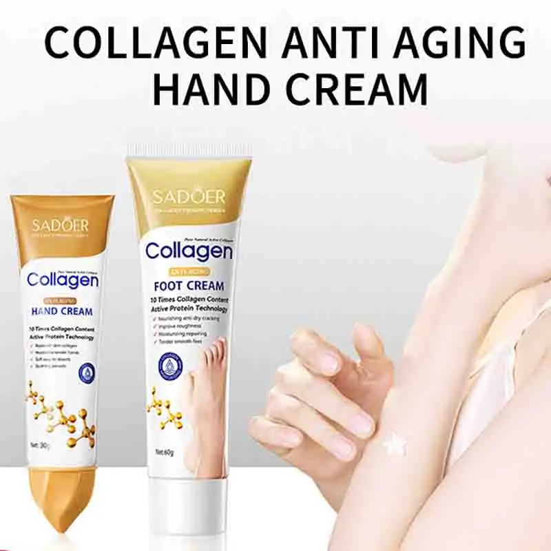 SADOER Collagen Hand Cream Foot skincare Moisturizing Hydrating Repairing Hand and Feet Creams Skin Care Products