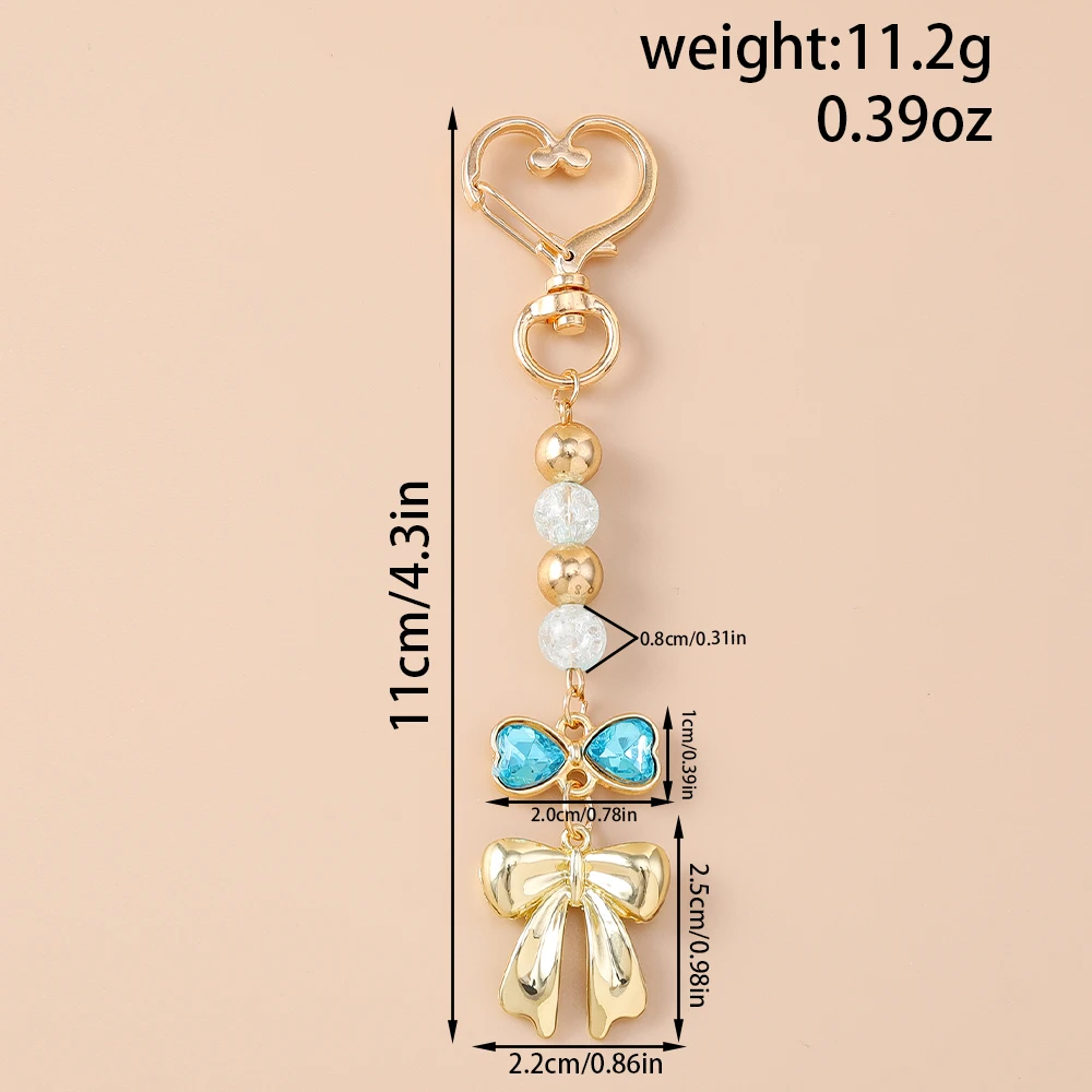 Aihua süße Y2K Metall Perle Liebe Herz Schleife Schlüsselanhänger für Frauen Mädchen Handtasche Anhänger DIY Schlüsselanhänger handgemachte Schmuck Geschenke – Detail 14