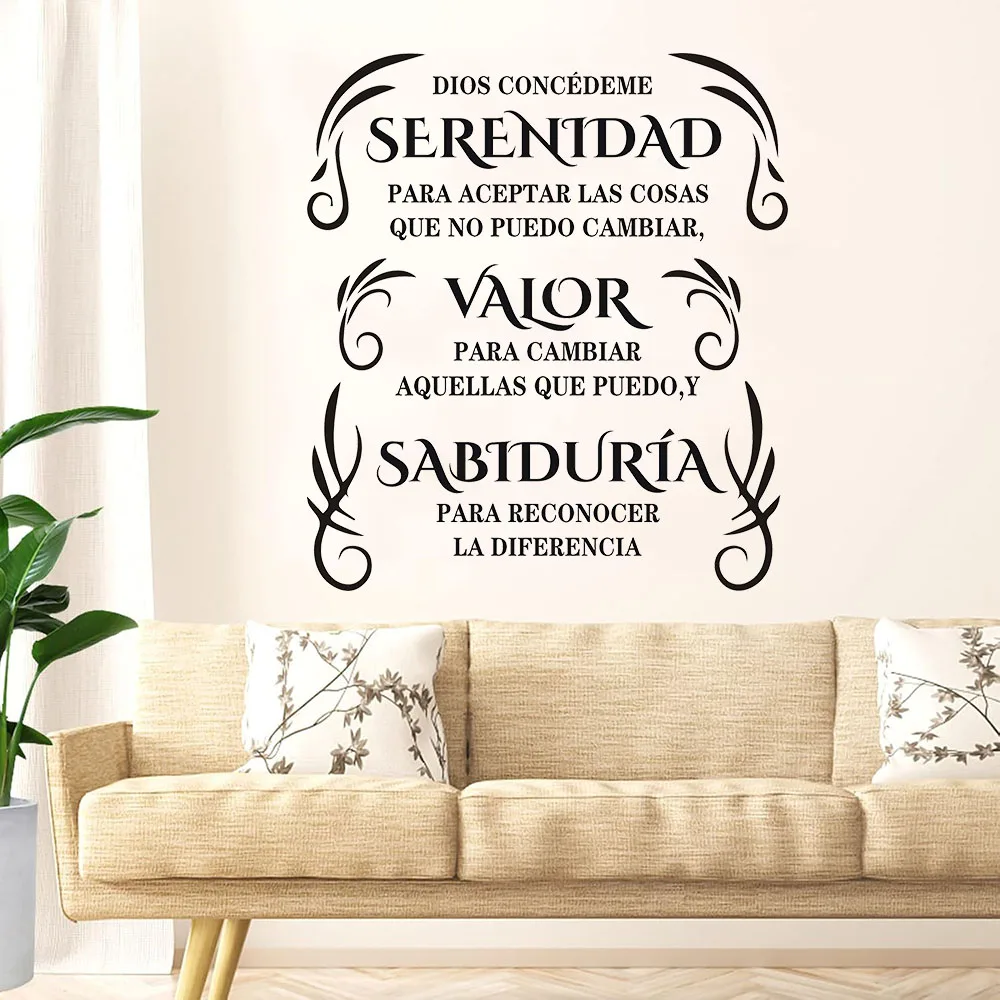 Spanish Prayer of Serenity Wall Sticker Kitchen Christian Bible Verse Jesus Wall Decals for Living Room Bedroom