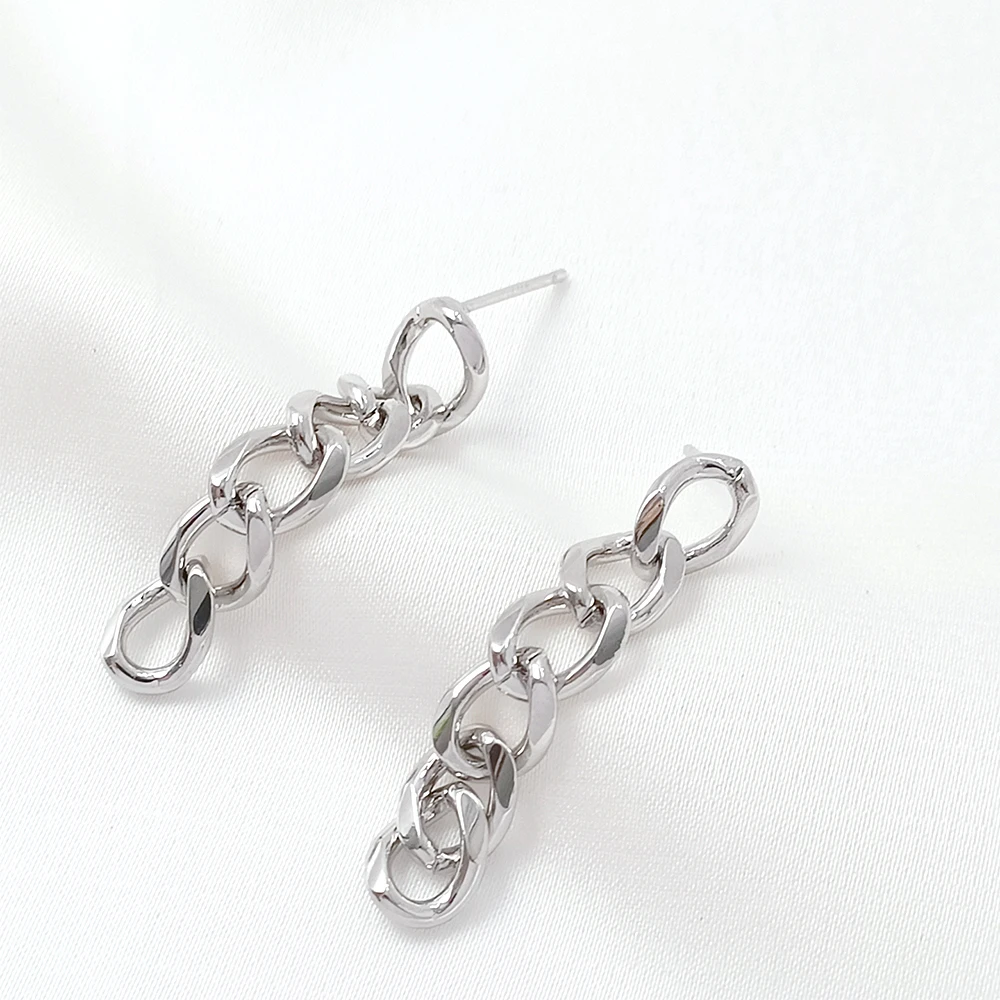 2 Pairs Brass Coated Gold European Style Chain Earrings DIY Jewelry Making Semi-finished Products Accessories Materials