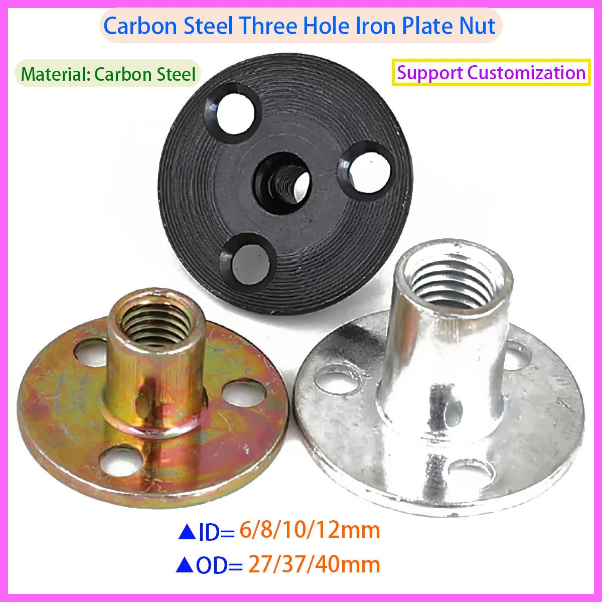 Sofa Foot Lock Galvanized Three Hole Flange Nut Wooden Furniture Clamp Locking Nut M6 M8 M10 M12