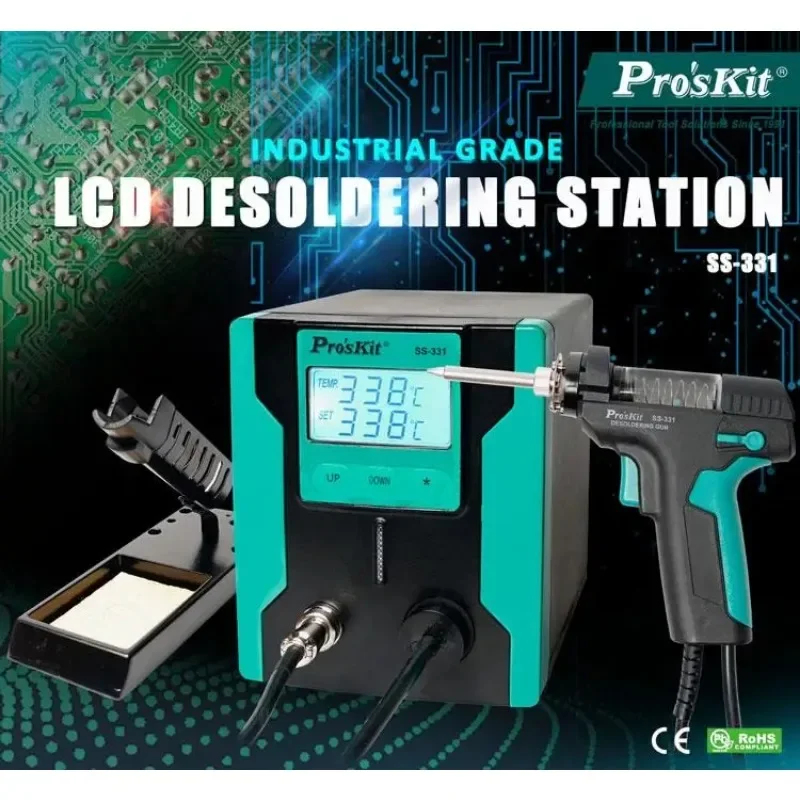 SS-331H ESD LCD Digital Electric Desoldering Pump BGA Desoldering Suction Vacuum Solder Sucker Gun Auto Sleep 110v/220v