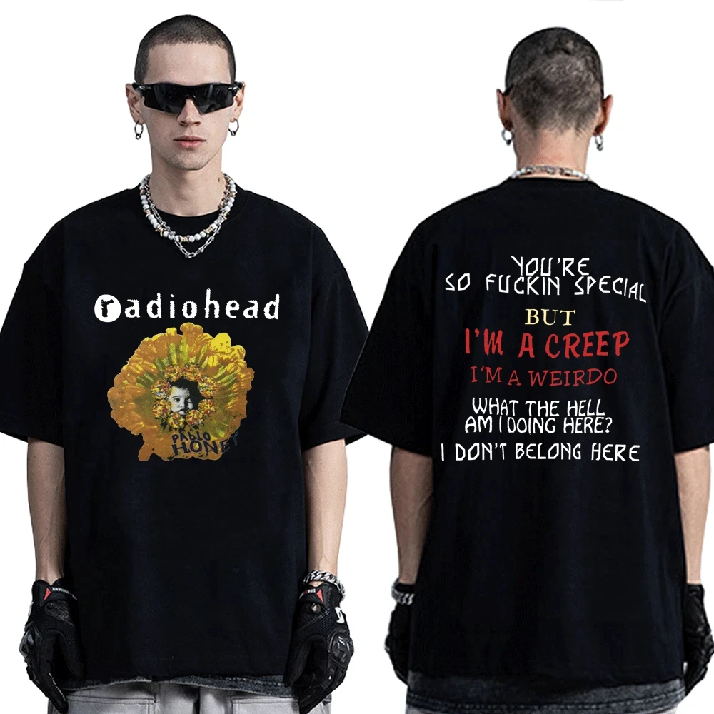 Vintage Rockband Radiohead T-Shirt Herren T-Shirts Hip Hop The Bends Musikalbum Print T-Shirt Oversize Top – Detail 3