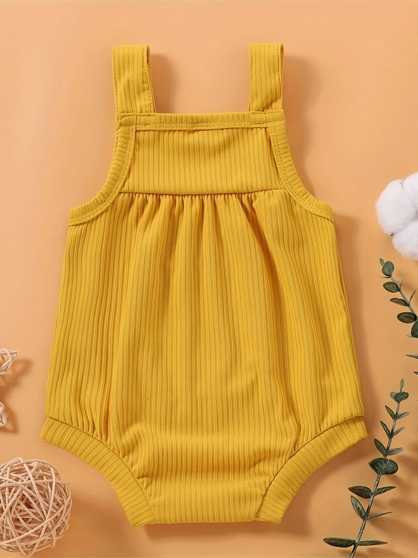 بدلة رومبير صيفية بحزام مثلث بلون نقي للفتيات الصغيرات من قطعة واحدة مع جيوب ملابس للرضع