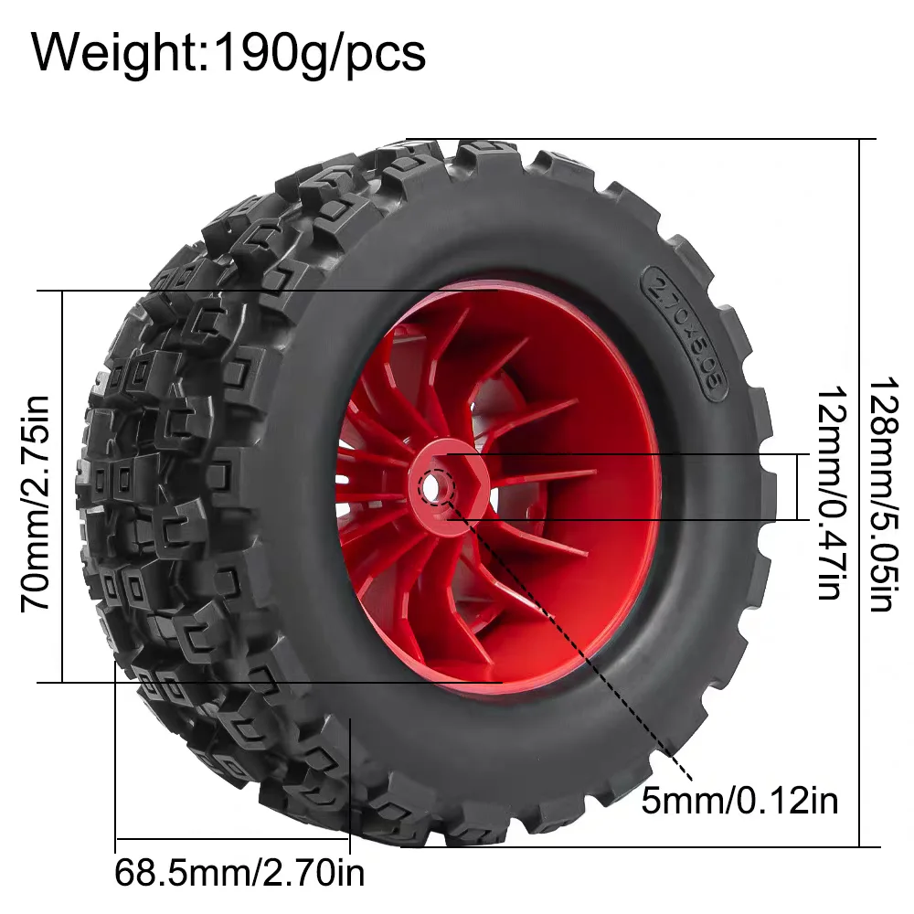 RC model car 2.8-inch 1/10 large tire MX28 chocolate tread off-road wear-resistant 12mm coupling