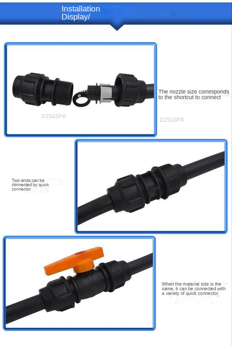 HDPE Quick Connection Direct Elbow Tee Ball Valve Emergency Repair Connector 20 4 Distribution Water Pipe Accessories Fittings