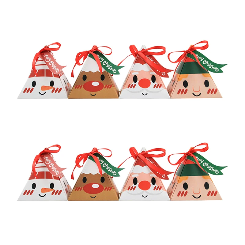 Bolsas de regalo de Feliz Navidad, 10 piezas, Dulces, galletas, cajas de embalaje, árbol de Navidad, colgante, decoración de fiesta