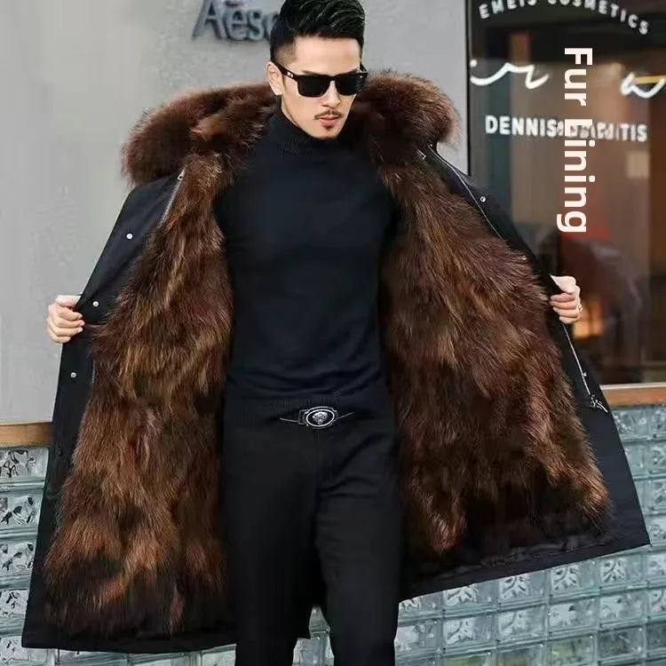 Over-the-knee long parka (coffee lining)