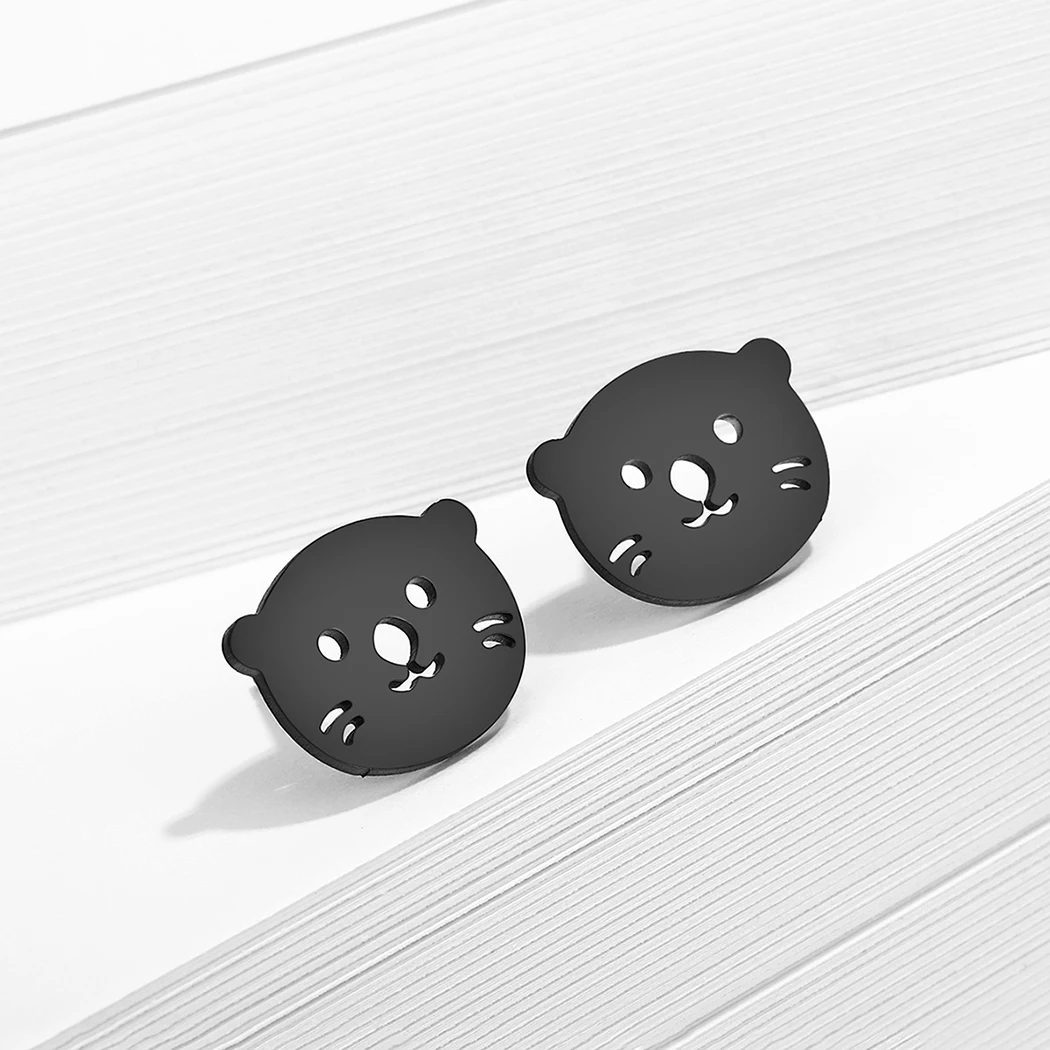 Tiny Cute Otter Head Earrings for Women 316L Stainless Steel Fashion Cartilage Unisex Jewelry Nature Inspired Animal Lover Gifts