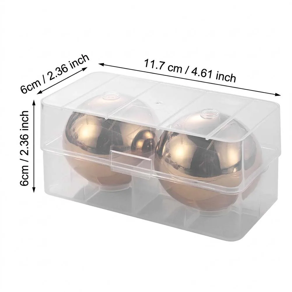 Metal Ice Balls 2 Pack 304 Stainless Steel for Whiskey Wine Cocktails Keeps Drink Cold Without Watering Down Storage Box