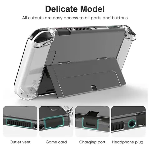 Nintendo Switch OLED 교체 콘솔 Joy-Con 액세서리에 적합한 크리스탈 투명 보호 케이스