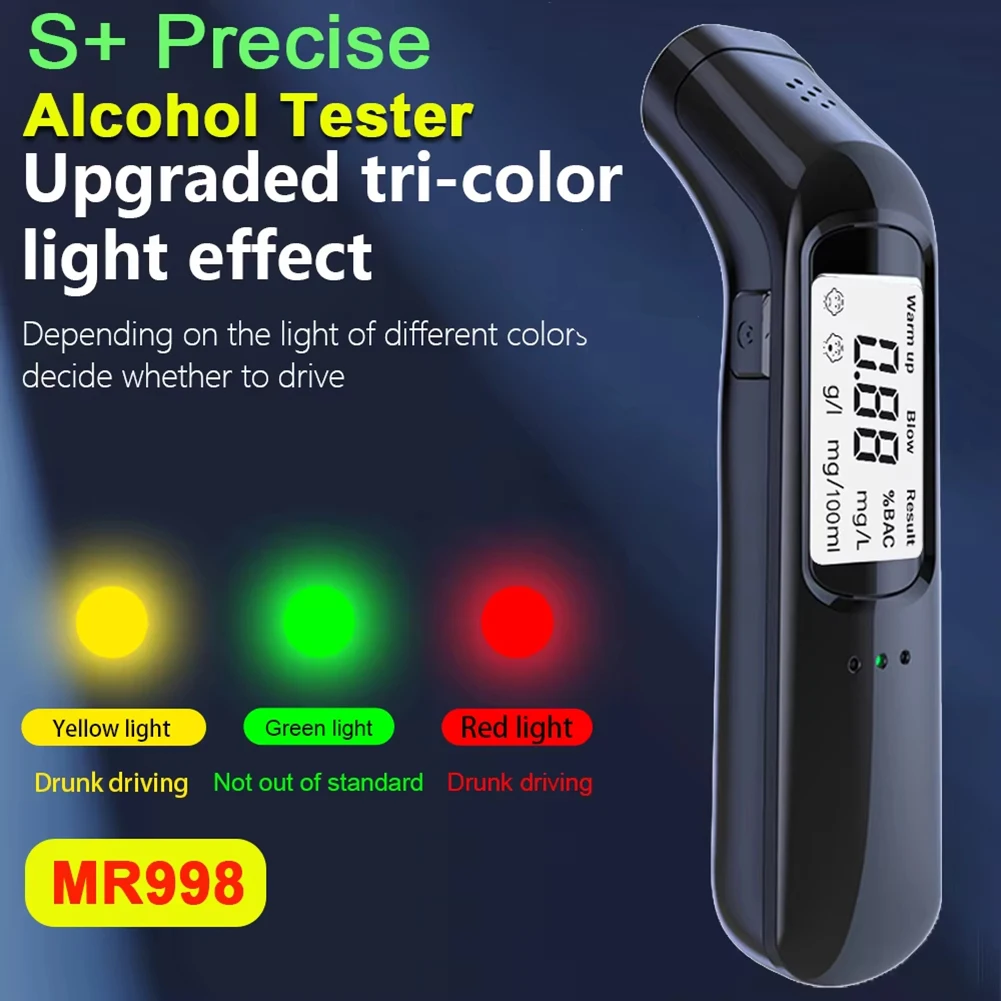 Alcohol Tester Non-Contact High Precision Alcohol Tester USB Rechargeable Breathalyzer Diagnostic Tool With LCD Digital Display