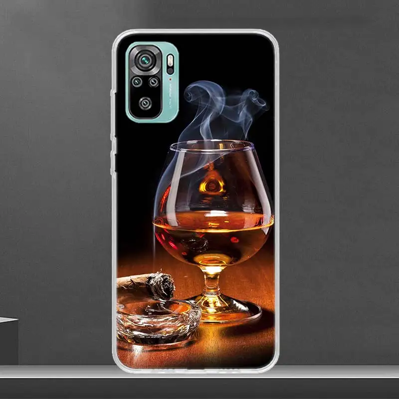 Cigar Whiskey Ice Drink Soft Phone Case for Xiaomi Redmi Note 13 12S 12 11S 11 11T 11E 10S 10 Pro Plus 9S 9 8T 8 Cover Coque She