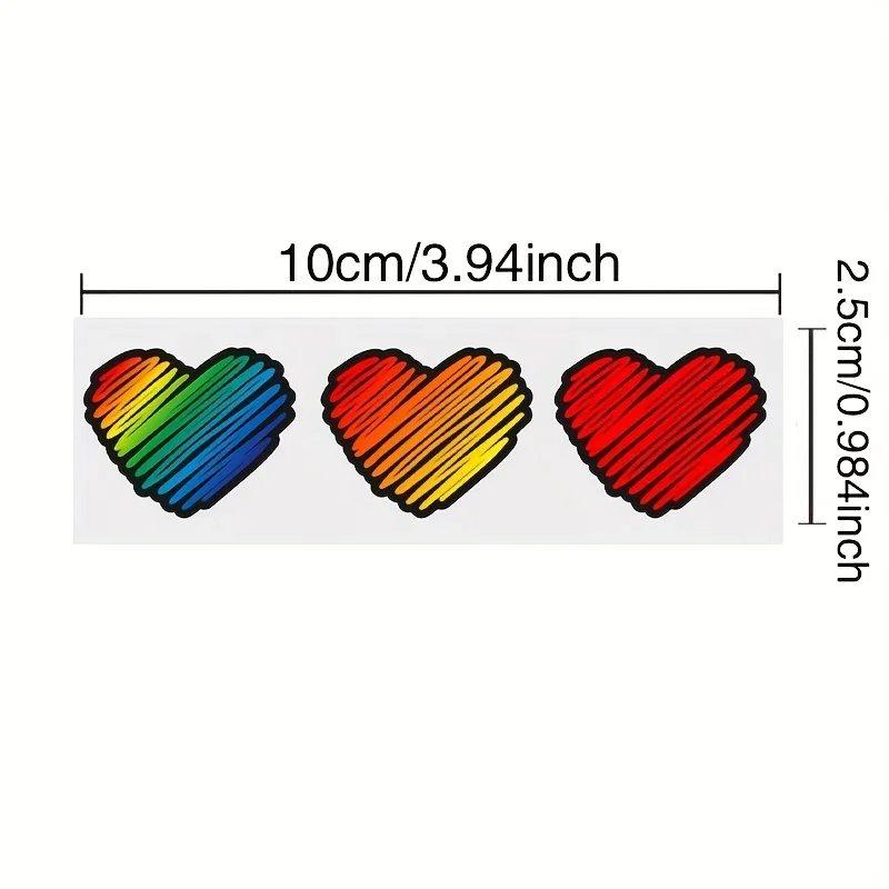 1SET Cute Rainbow Heart Car Sticker, Colorful Love Heart Decal for Car Body/Window, Add Sweet & Vibrant Vibe to Your Automobile