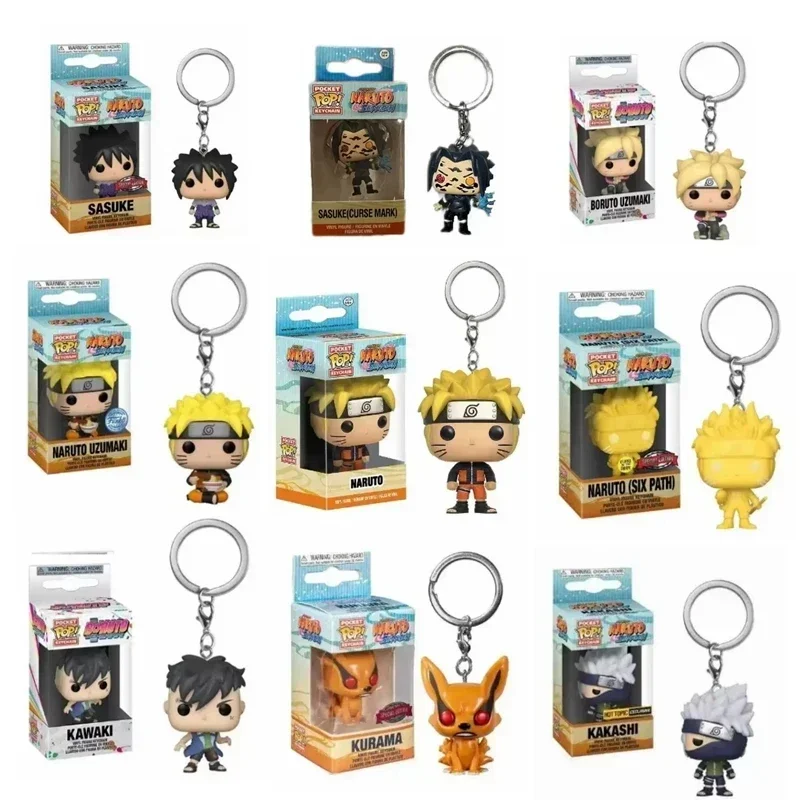 Funko POP nuevo NARUTO Jiraiya Kurama Sasuke Kakashi Madara Sasuke Uchiha Kawaki Boruto bolsillo Pop llavero modelo juguetes regalos