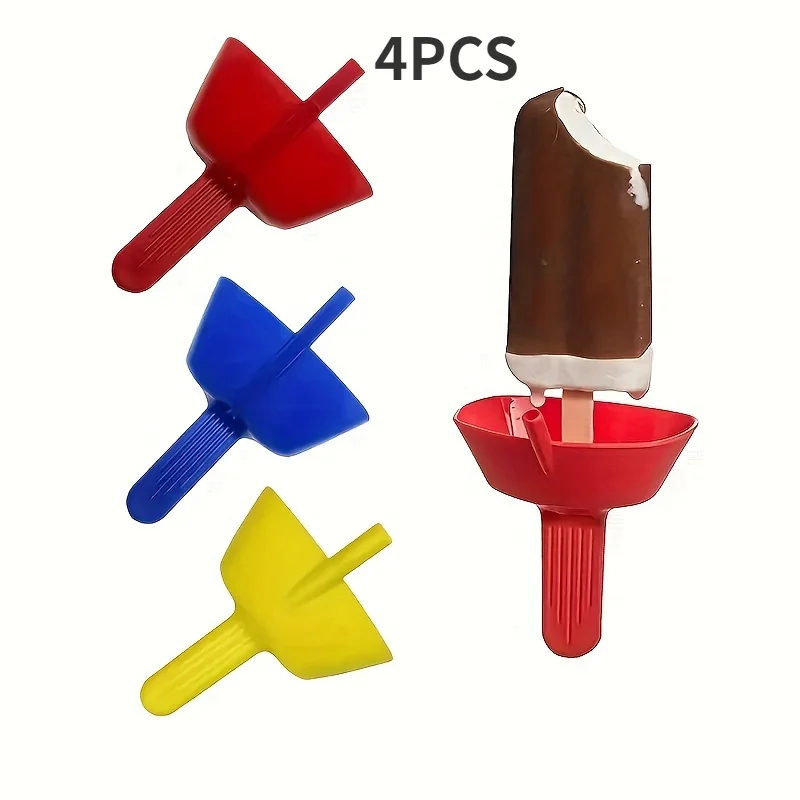 4pcs  Random Color Straw Design Universal Popsicle Holder, Leak-Proof Ice Cream Stand, Convenient to Use