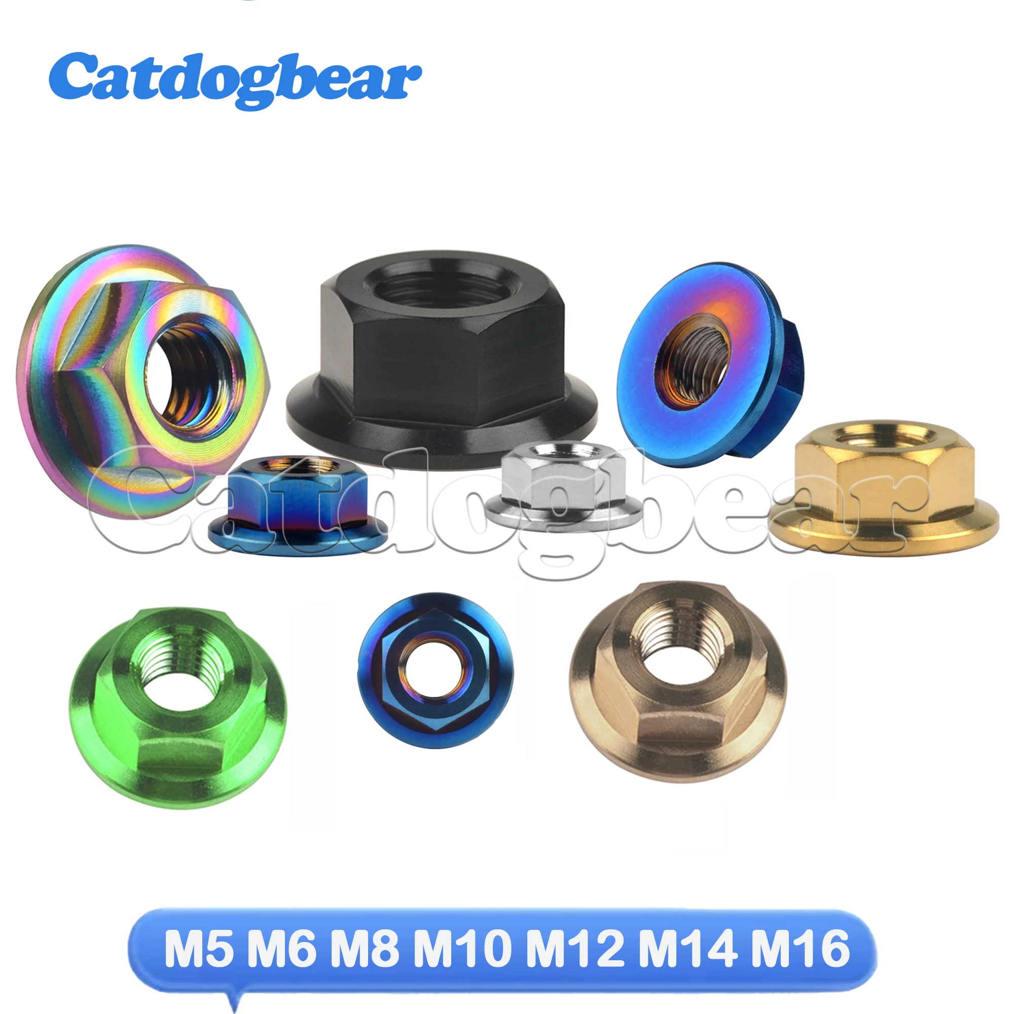 

Catdogbear Titanium Nut M5 M6 M8 M10 M12 M14 M16 Flange Nuts for Bicycle Motorcycle Car