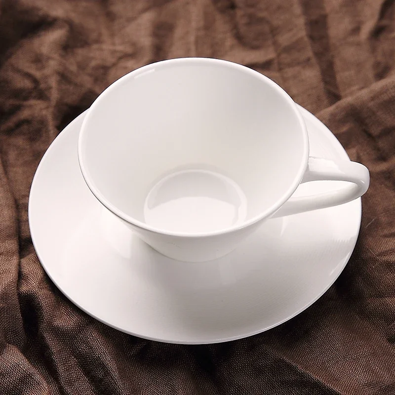 160ml Pure White Bone China Coffee Cup Ceramic Simple Nordic Latte Cups Creative Fancy Afternoon Tea Cafe Coffee Cup Spoon