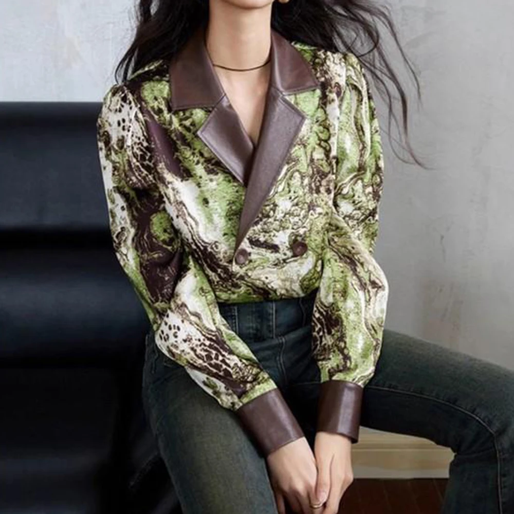 Spring 2026 new ins double-breasted high-end light luxury old money style loose color long-sleeved shirt top
