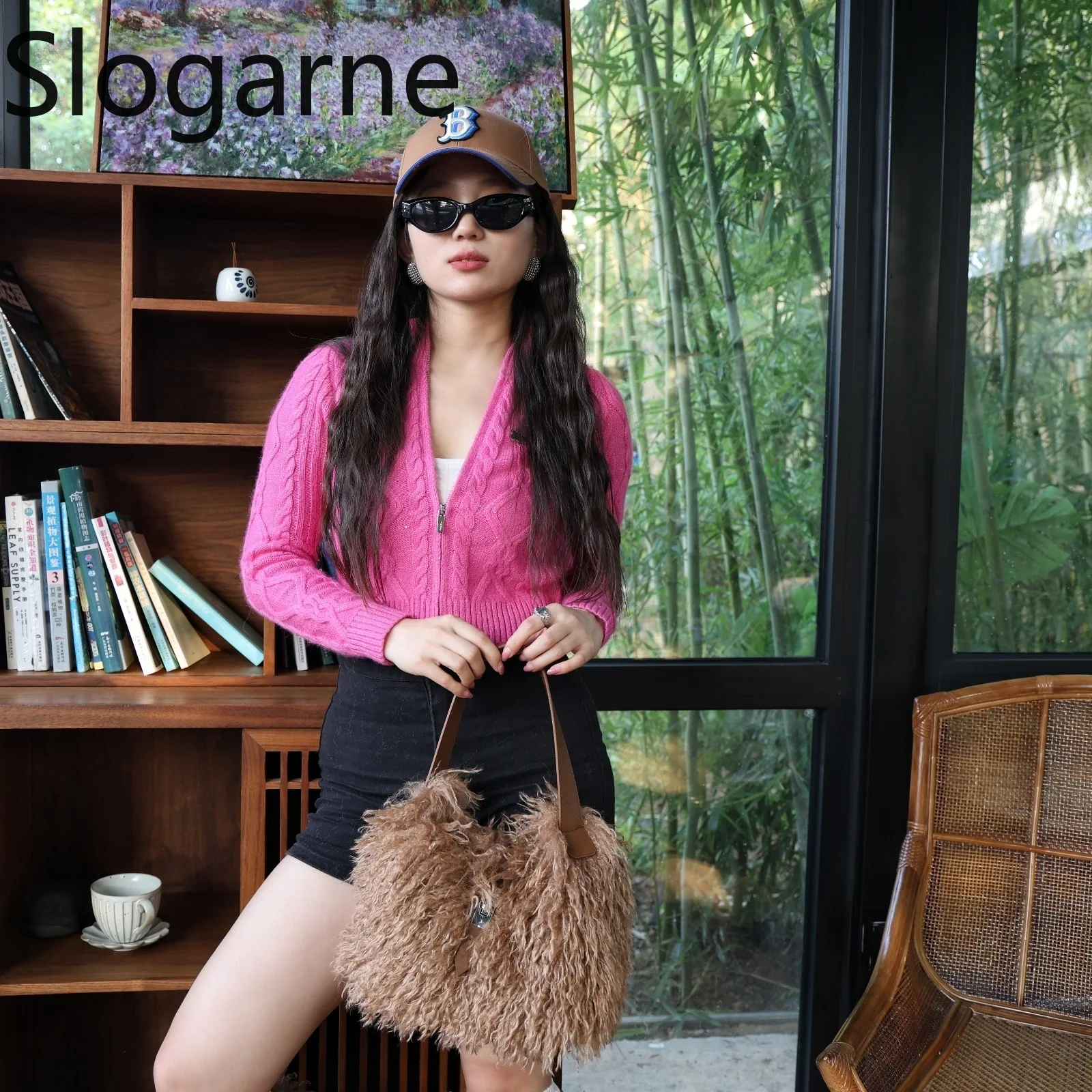 2026 هدية السنة الجديدة النساء الشتاء فو الفراء حقائب السيدات فروي تحت الإبط حقائب رقيق حقيبة كتف فاخرة المنغولية الفراء حمل حقيبة #5