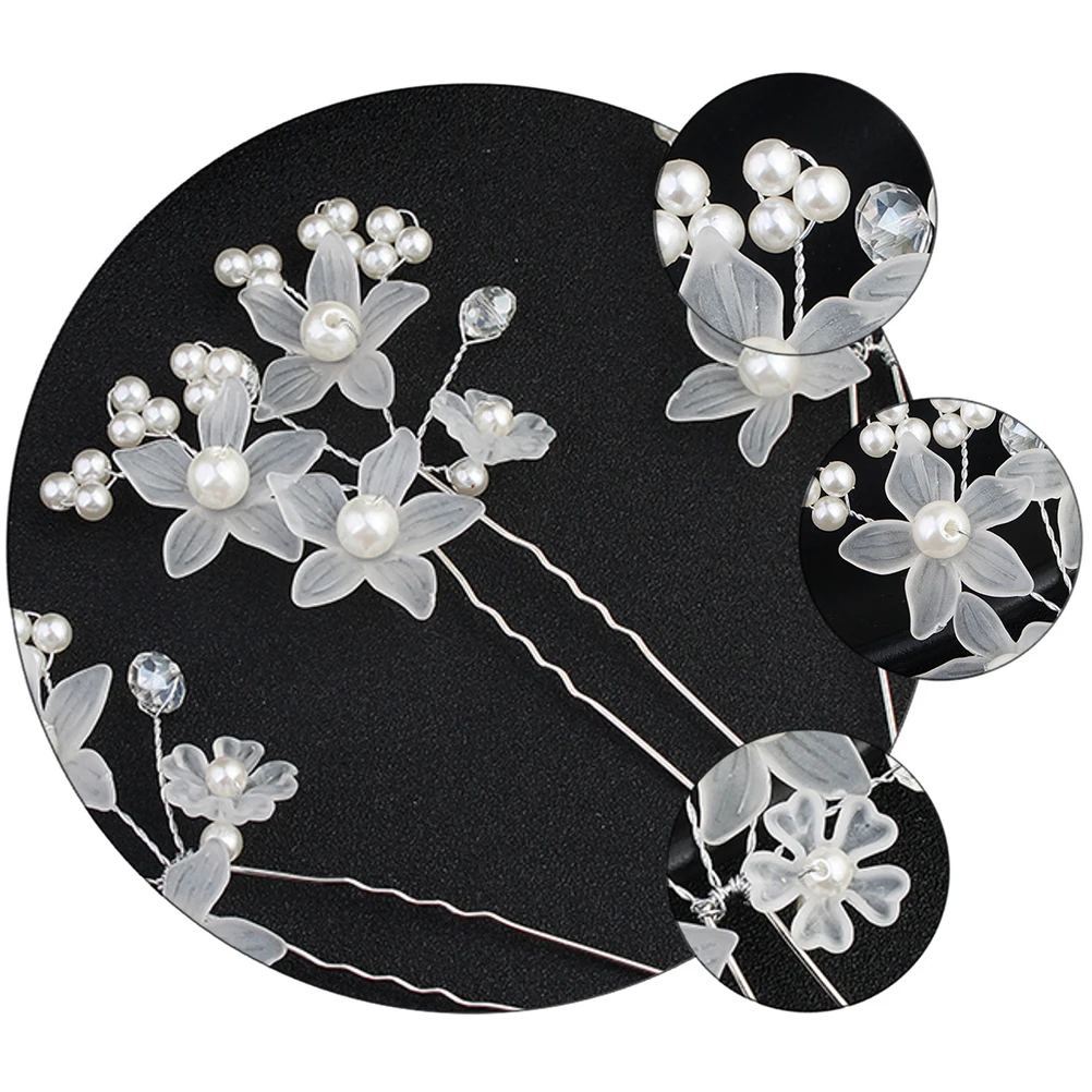 2 قطعة زهرة اللؤلؤ العروس إكسسوارات الشعر على شكل حرف U دبابيس الشعر الزفاف مقاطع الشعر حفل زفاف أغطية الرأس دبوس الشعر الرجعية