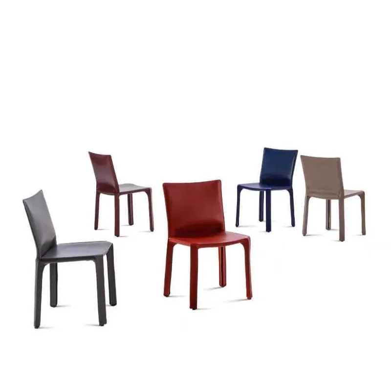 

Italian saddle leather dining chair art simple home back chair