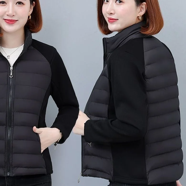 

2025 New Sporty Slim Fit Cotton Jacket Lightweight Stand Collar Inner Wear Warm Outerwear Polyester Fiber Filling Korean Style