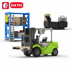 SEMBO 646pcs Forklift Operation Scene Assemblage Building Blocks Kits Engineering Vehicle Model Bricks Kids Toys for Boys Gifts