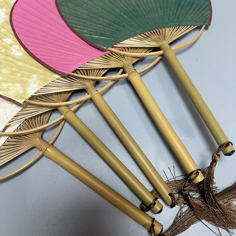 Art Crafts Gift Vintage Hand Painted Fan with Tassels Paper Blank Hand Fan Bamboo Handle Chinese Style DIY Fan Dance