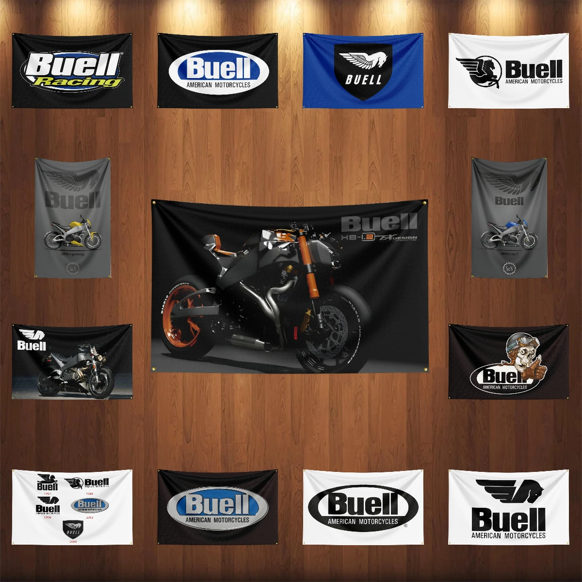 3x5 Ft B-buell Motorcycle Flag Polyester Digital Printing Banner for Garage Wall Art Out Door Decoration With Brass Grommets