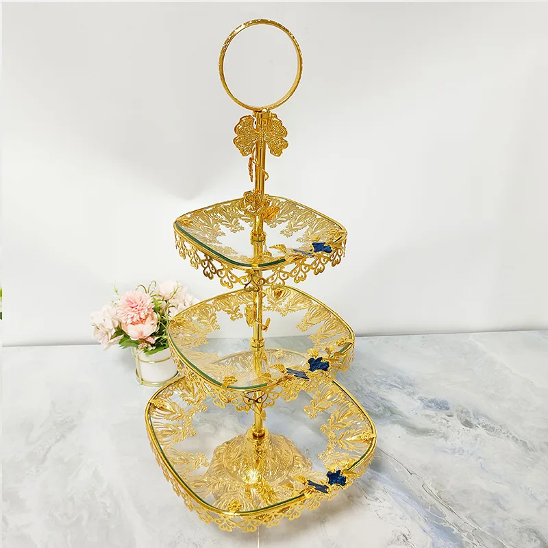 Creative Multi-layer European Fruit Plate Two-layer Wavy Edge Square Round Blue Three-layer Square Butterfly String Plate