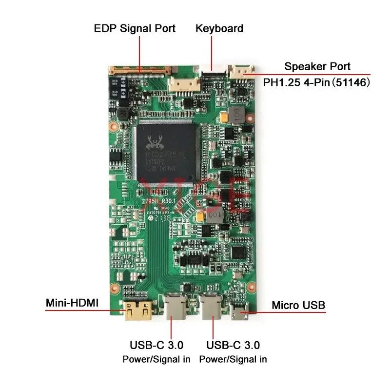 For LQ133T1JW02 N156KME B173QTN01 LQ125T1JX03B LP140QH1 4K Controller Board Monitor USB-C 3.0 Mini-HDMI 40 Pin EDP 2560x1440 Kit