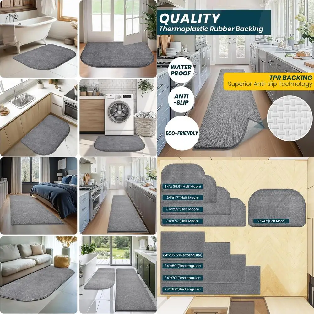 

24 x 82 Washable Kitchen Runner - Non-Slip Absorbent Mat for Floors, Ideal for Entryways, Hallways, Laundry, and Bathrooms