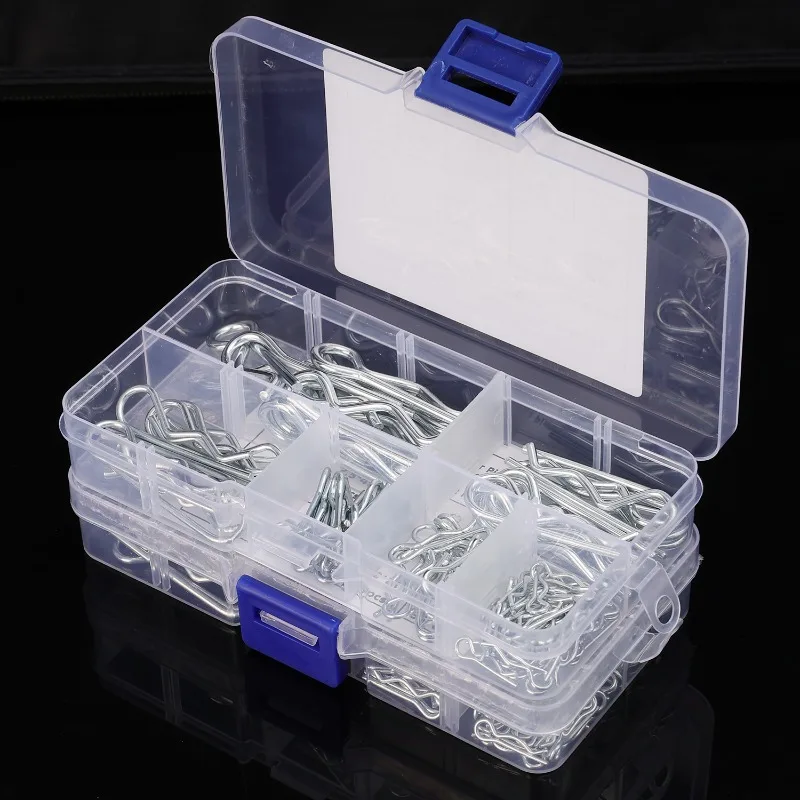 200/100x 스틸 R 타입 코터 핀 클립 재사용 가능 헤비 듀티 스프링 고정 와이어 헤어핀 자동차 패스너 하드웨어 분류 키트