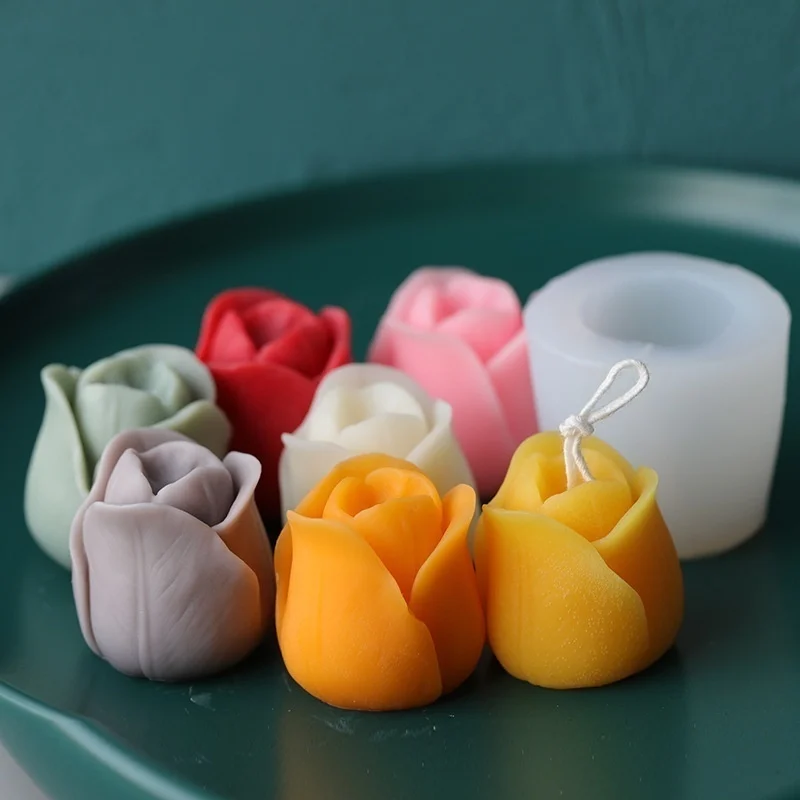 3D Tulip Flower Scented Candle Silicone Soap  DIY   Cake Decoration Products  Making Kit