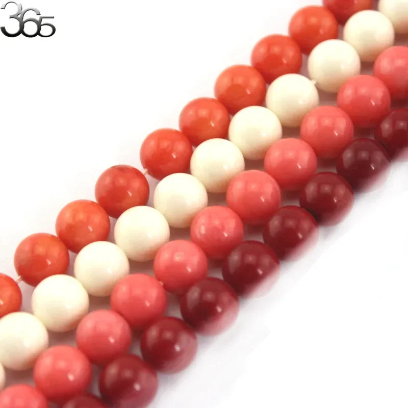 8MM White Pink Red Orange Genuine Round Sea Bamboo Coral Natural Gems Stone Jewerly Making Beads Strand 15\