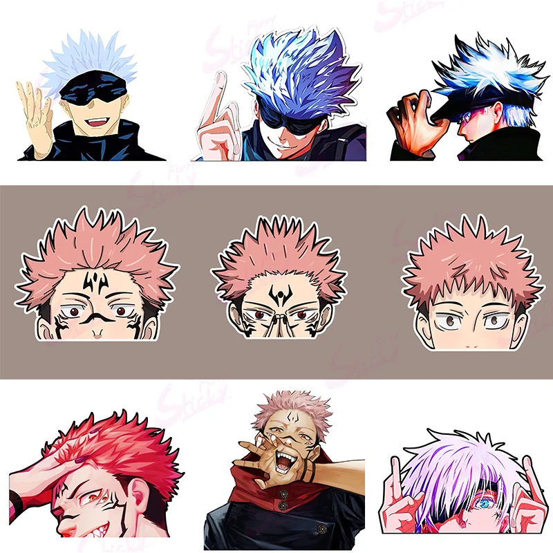 Jujutsu Kaisen Anime Stickers Ojo Satoru Yuji Peek Car Sticker Waterproof Sunscreen Laptop Window Trunk Sticker