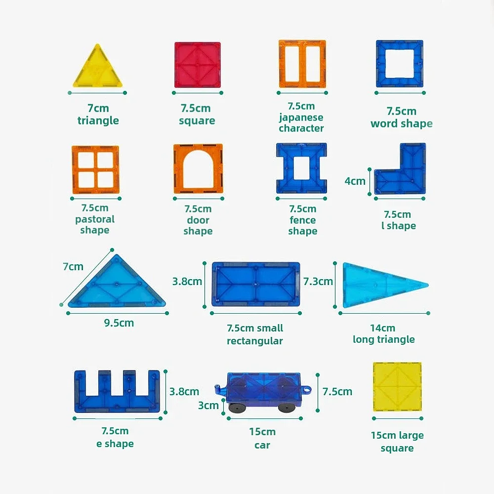 대형 입자 조립 빌딩 블록 선물 세트, 컬러 윈도우 마그네틱 시트, 어린이 교육용 마그네틱 장난감, DIY, 32 개, 48 개, 60 개
