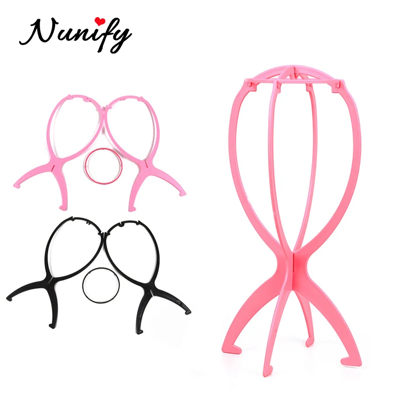 Wholesale Hat Wig Display Stand Folding Portable Wig Stand For Styling Drying Making Wigs Cheap Wig Holder 1PC Black White Pink