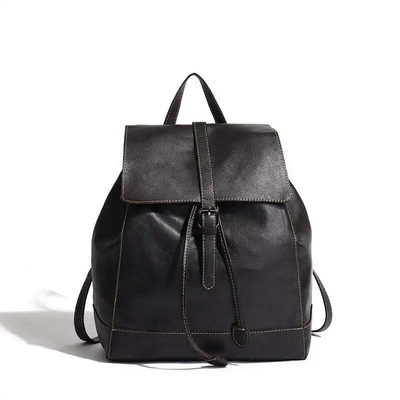 

Women Leather Backpack Retro Brand Bags bookbag men schoolbag black Flip cover backpack male bagpack student teen sac