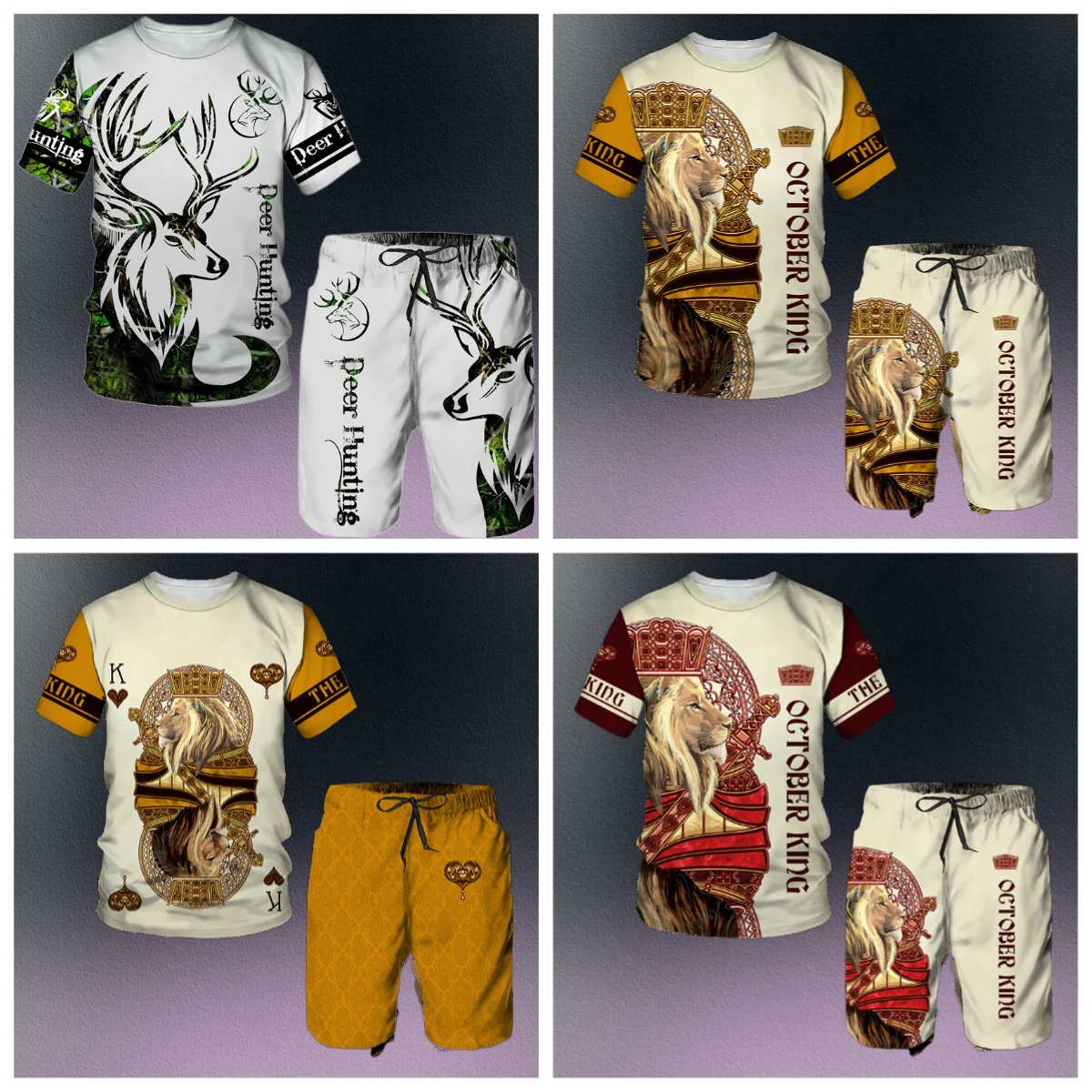 

Lion Tiger Series 3D Printed Men's Casual Set Summer Hot Sale of The Season New Adult Clothing Set Comfortable Breathable Fashio