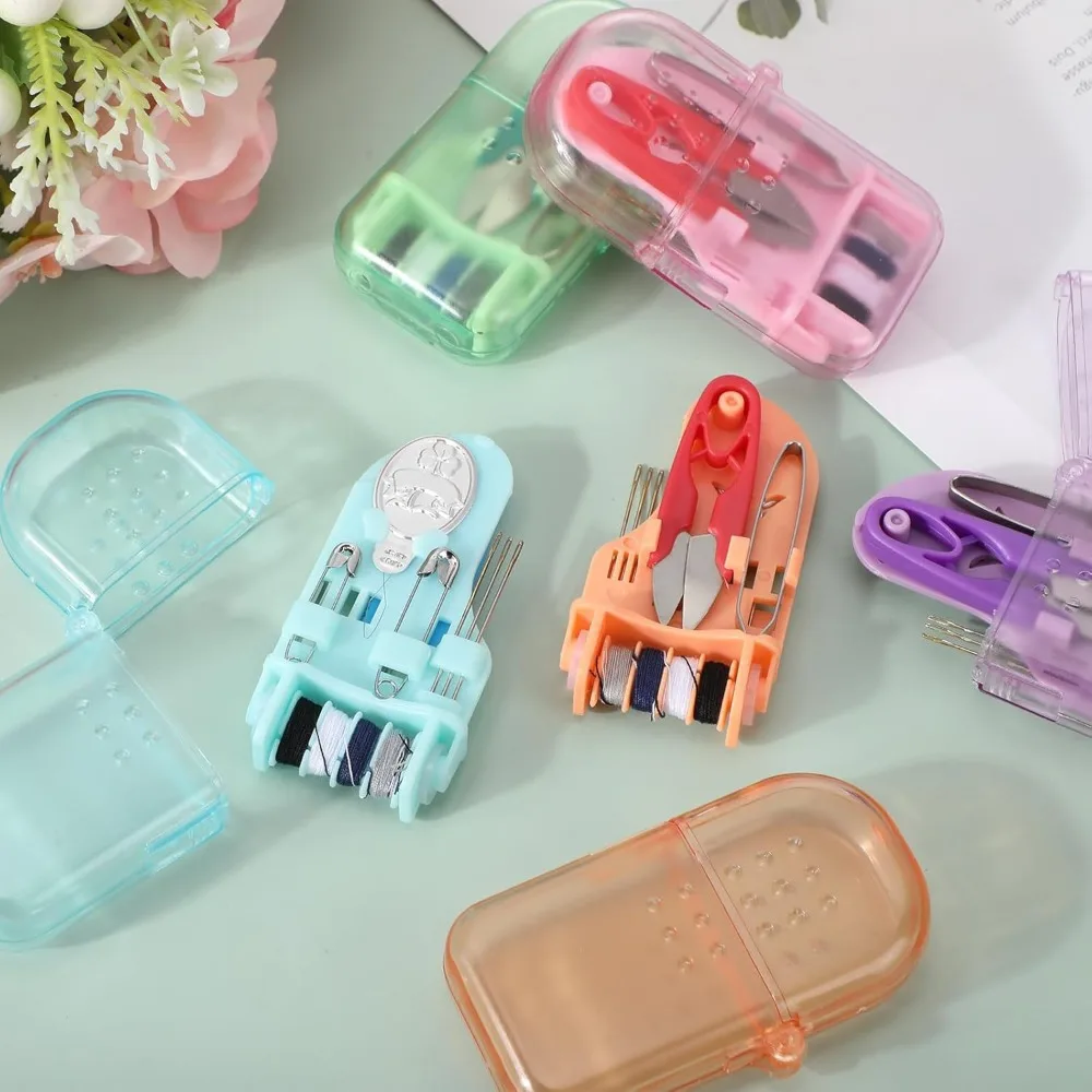 Mini Portable Sewing Kit, Multicolor Compact Travel Needle Thread Scissor Set for Clothes Repair DIY Craft