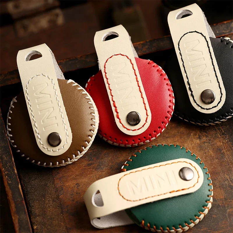 Leather Car Key Case Cover Fob Protector Accessories Keyring for BMW Mini Countryman Cooper F54 F55 F56 3 Button Keychain Holder view 2
