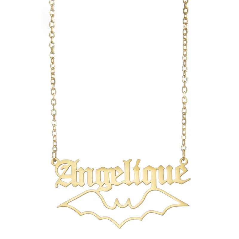 Ожерелье с именем по индивидуальному заказу, персонализированное полое ожерелье с подвеской, женские ювелирные изделия из нержавеющей стали, подарок на день рождения для пары, дропшиппинг