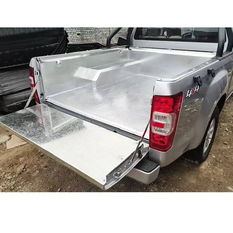 

Fit for D-Max Accessories Galvanized Sheet Metal Cargo Box with Remai Cargo Mat Positioned for Pickup Truck Bed
