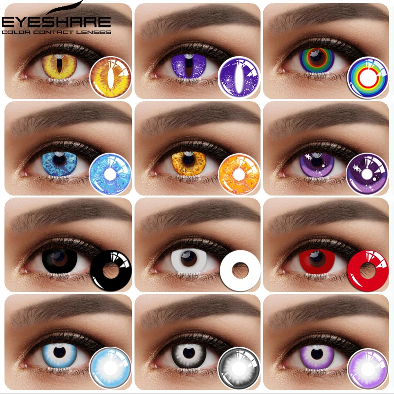 EYESHARE 2pcs Cosplay Color Contact Lens Colored Lenses for Eyes Anime Lenses Colored Contacts Yearly Colored Pupils For Eyes