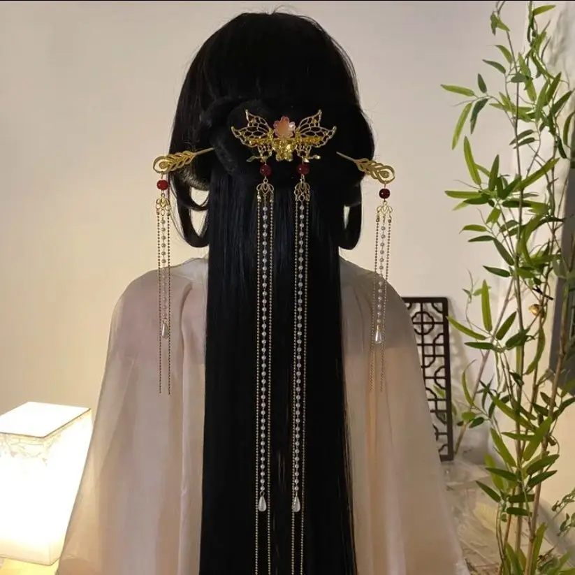 Tassel Pressed Hanfu Ancient Style Hair Clips Headwear Clips Hair Accessories Paired Hairpins Three Piece Set
