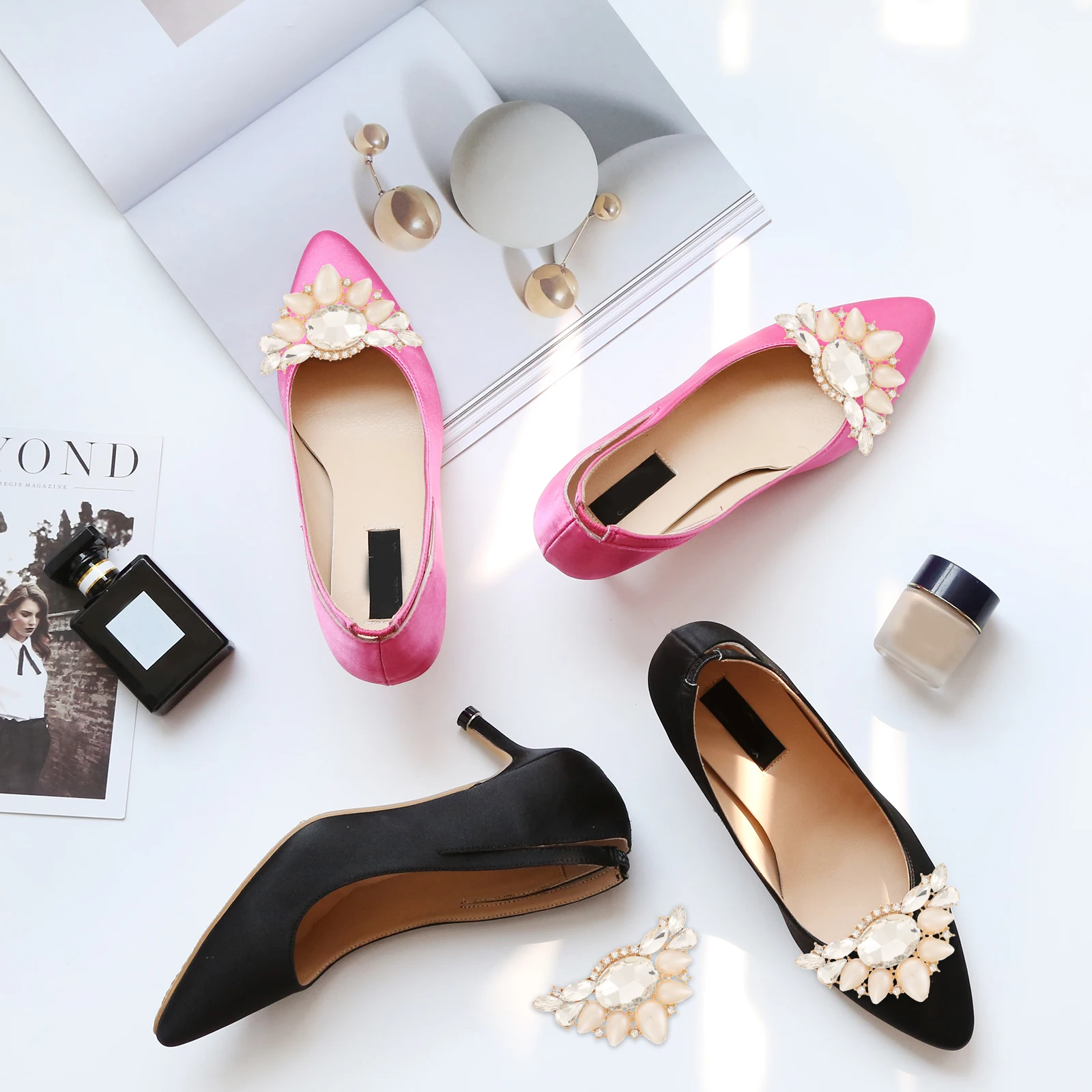 1 Pair Shoe Clips For Wedding Bridal Rhinestone Decoration Adjustable Metal Buckle Pumps Heels Boots Accessories Shoe Jewelry